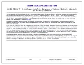 17025:2017 Gap Analysis Checklist