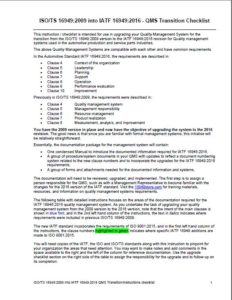 16949:2009 to 2016 QMS Upgrade Instructions (2009>>2016)