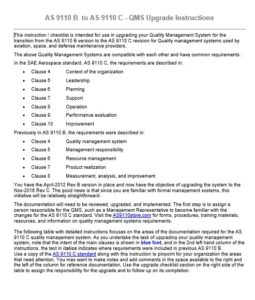 AS9110C - Rev B to Rev C QMS Upgrade Instructions